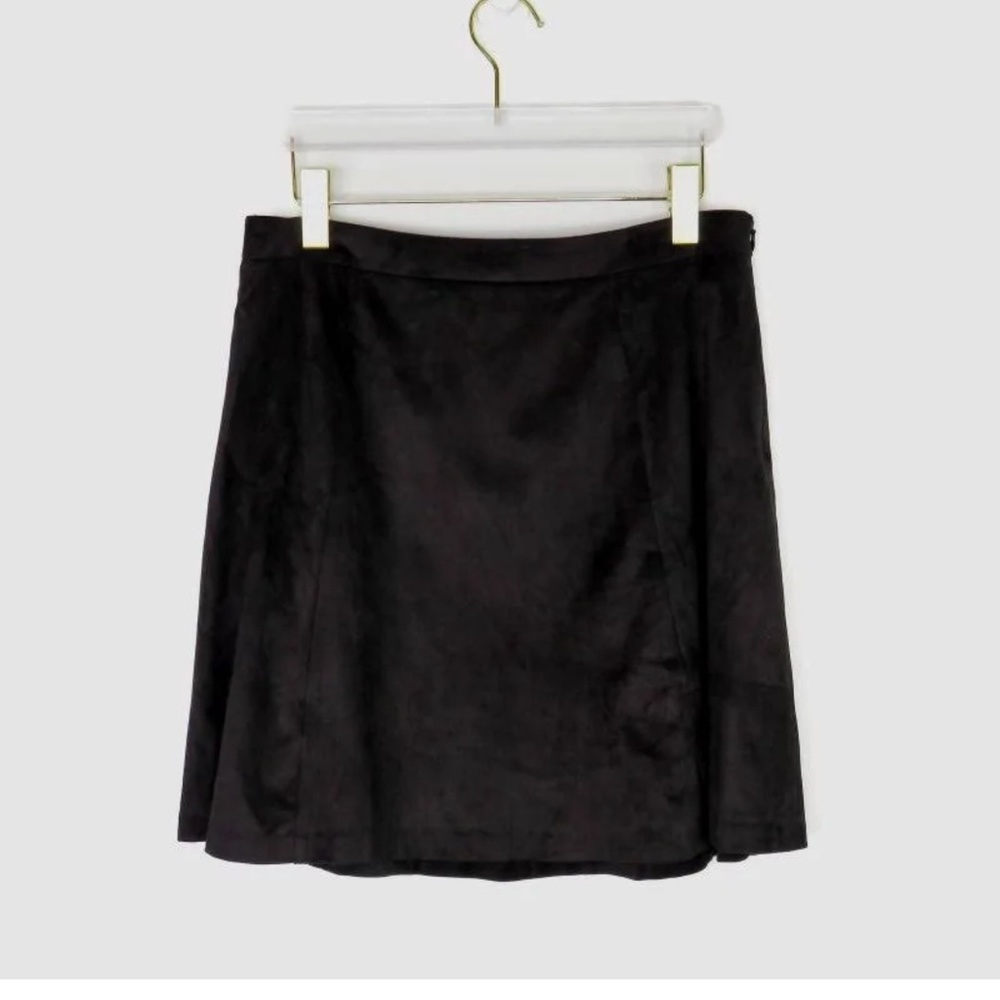 BLACK SUEDE HIGH WAISTED MINI SKIRT